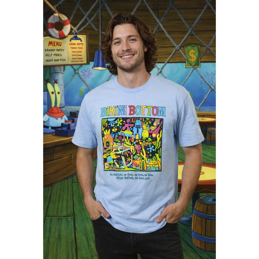Nickelodeon SpongeBob SquarePants Bikini Bottom T-Shirt Men's‎ Medium Cartoon